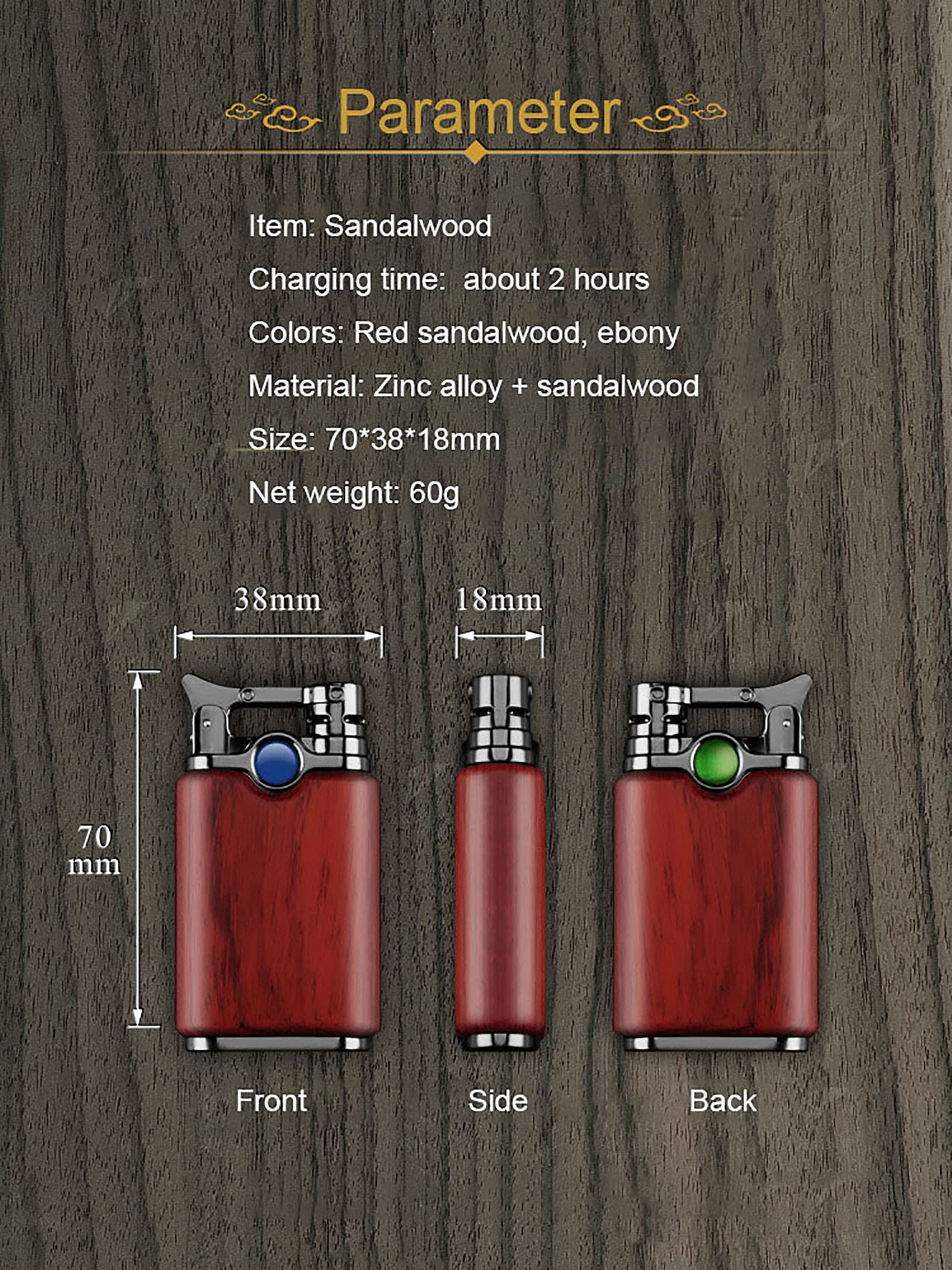 Bois de Santal Briquet Bois Cigarette Encendedor USB Rechargeable sans Flamme Eletronico Plasma pour Camping Barbecue Cuisine