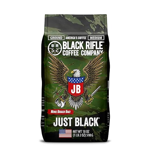 Black Rifle Coffee Company Just Black, Medium Roast Ground Coffee, 18 OZ Bag - Just Black - 18 Ounce (Pack of 1)
