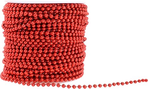 Miniatura 3 de Mandala Crafts Rollo de perlas rojas de imitación de 0.157 in, guirnalda de perlas decorativas de 44 yardas para bodas, árbol de Navidad, arreglos