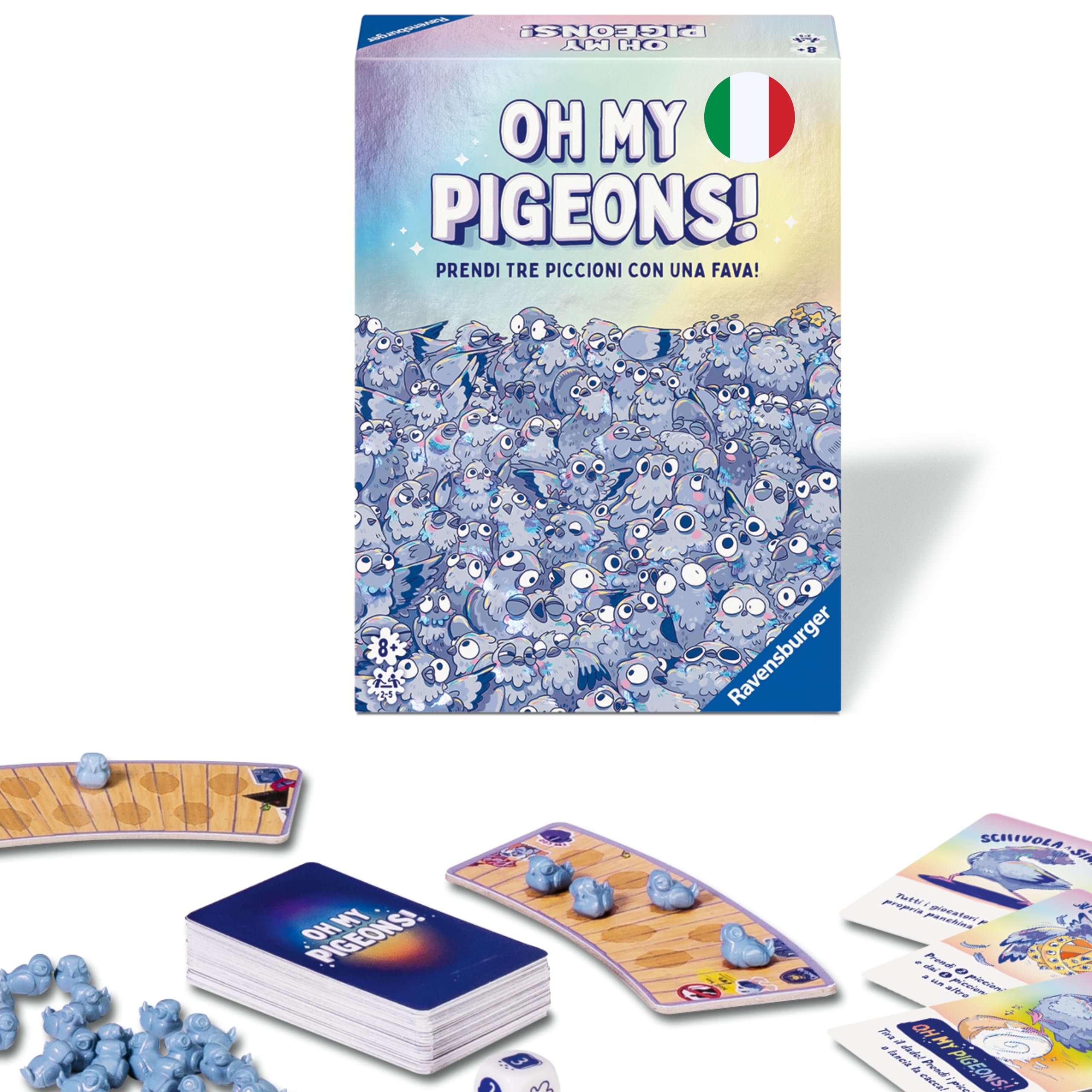 Ravensburger - Oh My Pigeons!, Card Game for the Whole Family, 2-5 Players, Gift Idea for Boys and Children from 8 Years, Italian Edition