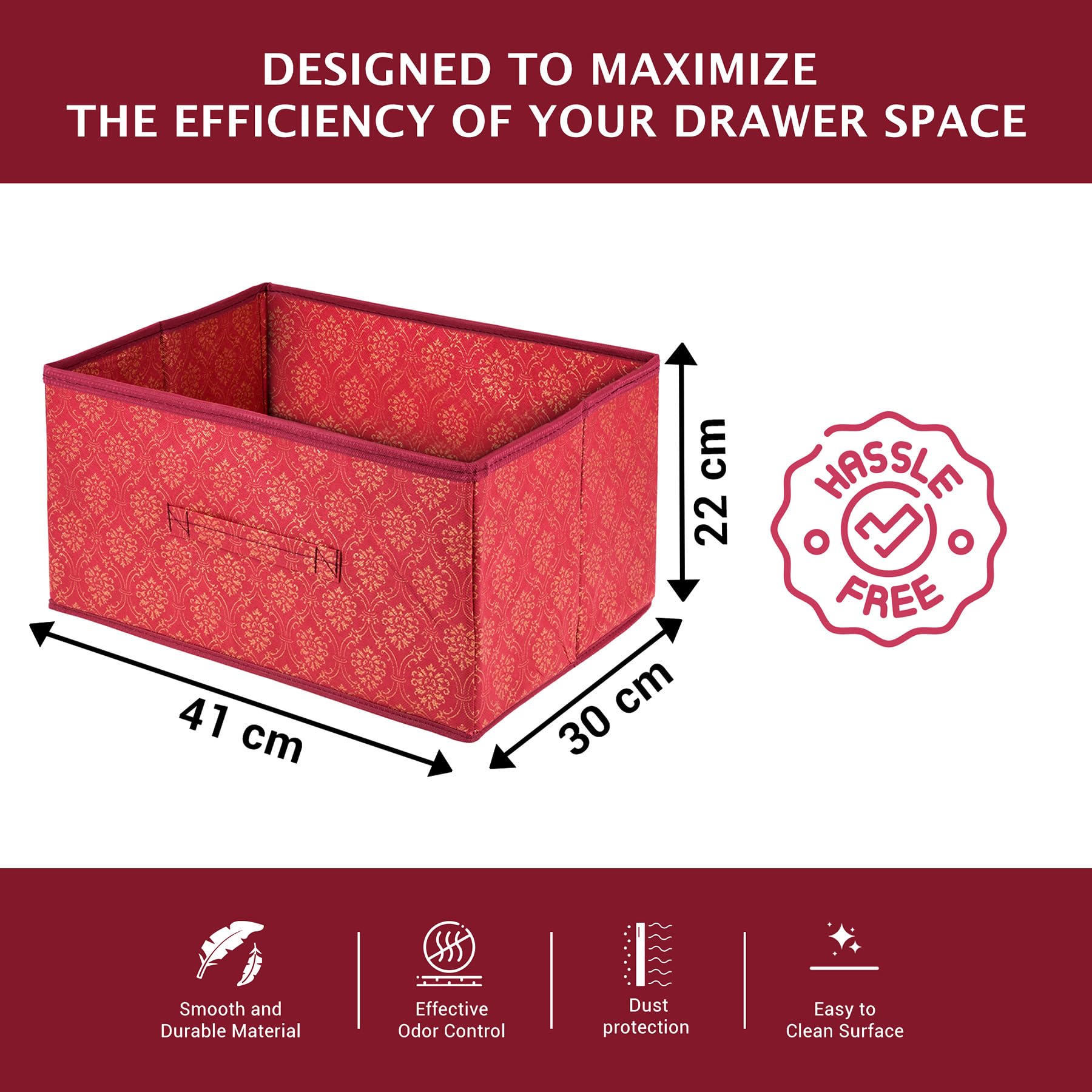 Kuber Industries Paquete de 4 cajones | Organizador de ropa plegable | Contenedor de almacenamiento para ropa | Organizador de armario para libros y juguetes | Caja de almacenamiento de armario con