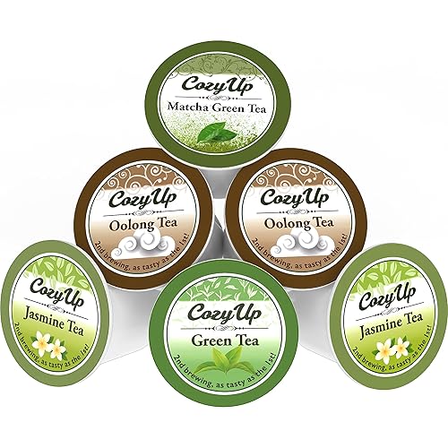 Miniatura 2 de Cozy Up  4 sabores  Tés verdes surtidos  Cápsulas compatibles con cafeteras Keurig K-Cup  Té verde matcha, té verde, té verde jazmín, té Oolong  36