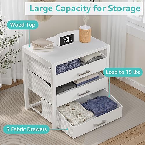 Miniatura 4 de BOLUO Cajones de armario blancos con 3 cajones para organizadores de clóset y almacenamiento de dormitorio dormitorio moderno