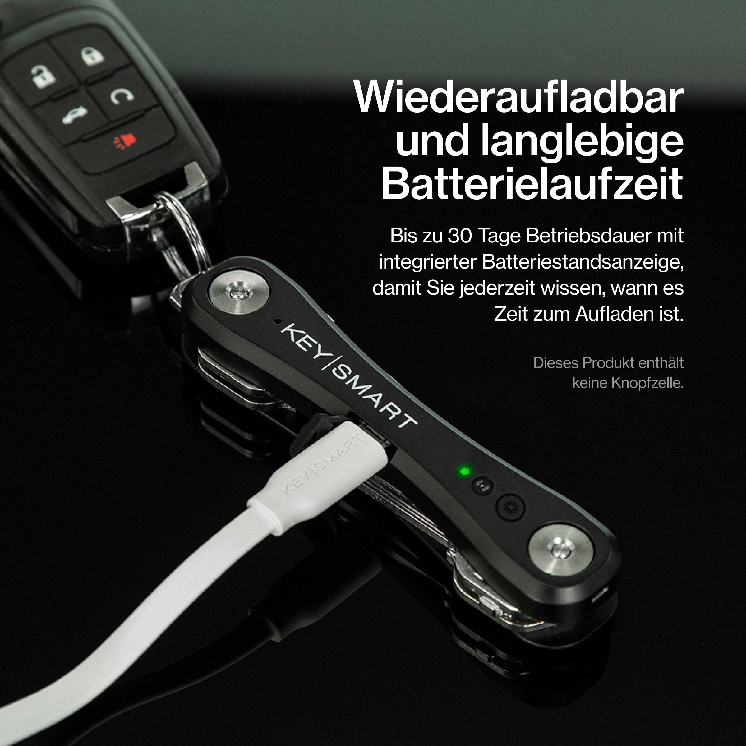 KeySmart iPro (Gen 2) – Schlüsselfinder mit Ton, Schlüsselhalter & Organizer, kompatibel mit Apple „Wo ist?“, kompakt & ordentlich, Tech-Geschenk für Männer,bis 14 Schlüssel, Schwarz