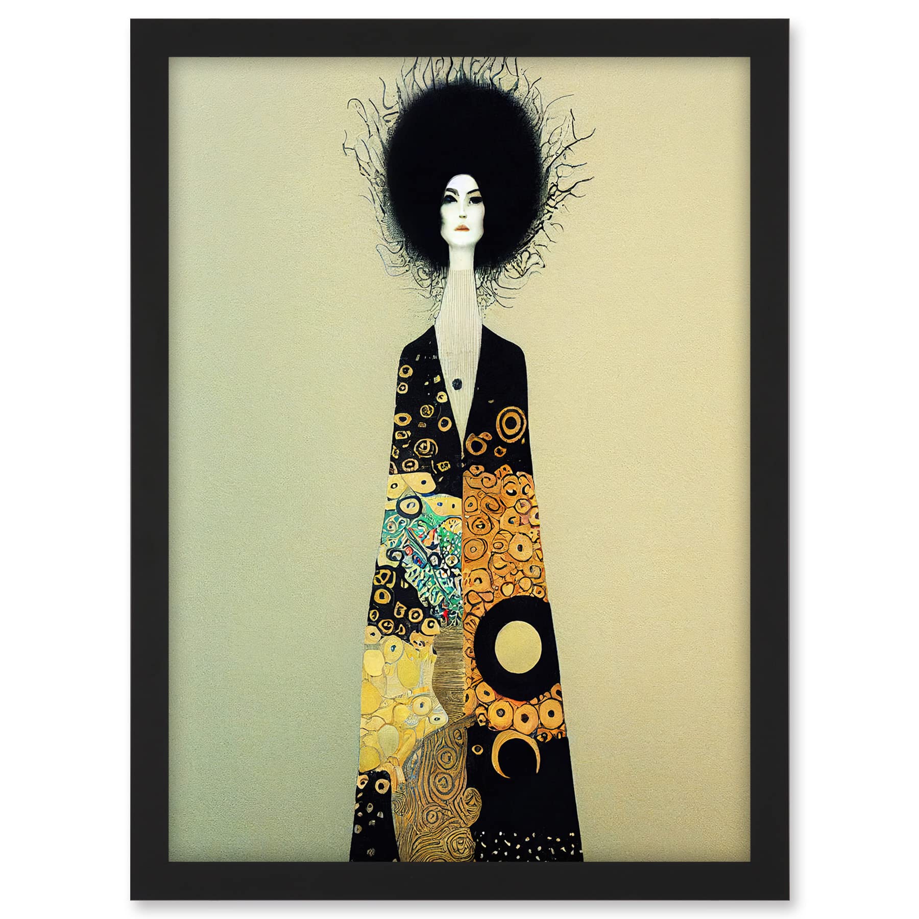 Wee Blue Coo Portrait of Beautiful Woman Gustav Klimt Style Dress Artwork Framed A3 Wall Art Print