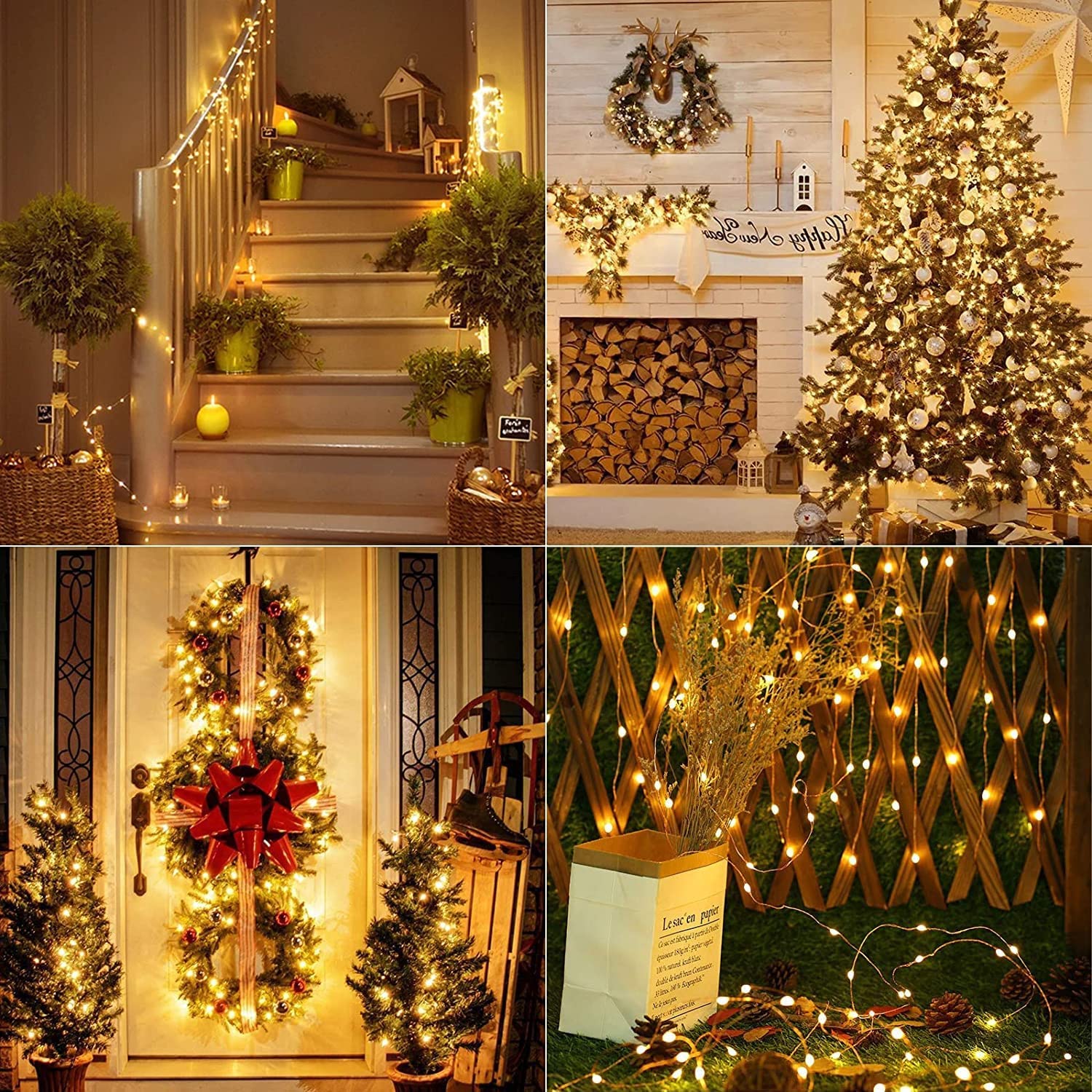 DBFAIRY Lichtsnoer op batterijen, 2 x 10 m, 100 leds, met afstandsbediening, 8 modi en timer, waterdichte draad voor binnen en buiten, feest, bruiloft, kerstdecoratie, wit
