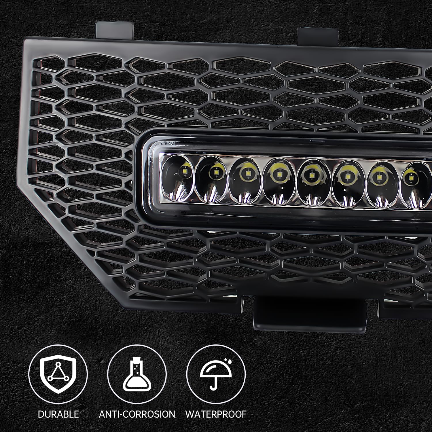 Front Mesh Grille With LED Light Bar For Polaris Sportsman XP - View #2