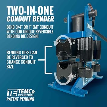 TEMCo TH3031 Dual Size Hydraulic Conduit Offset Bender Both 1 & 3/4 EMT