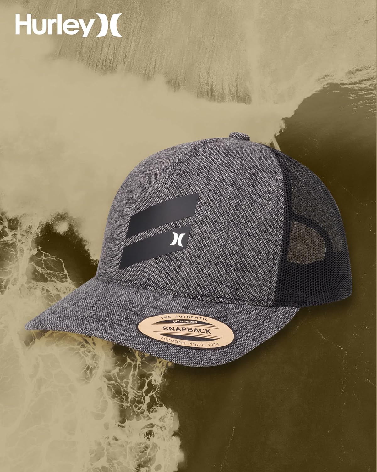 Hurley Men's Trucker Hat - Lightweight Breathable Poly Mesh Back Curved Bill Baseball Cap with Adjustable Snap Closure - Image 6