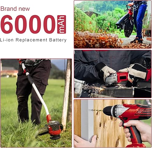 Miniatura 2 de Paquete de 2 baterías de 18 V 6000 mAh compatibles con Einhell Tools X-Change 4511396 4511437neu PXBP-600 PX-BAT52 Batería de herramientas