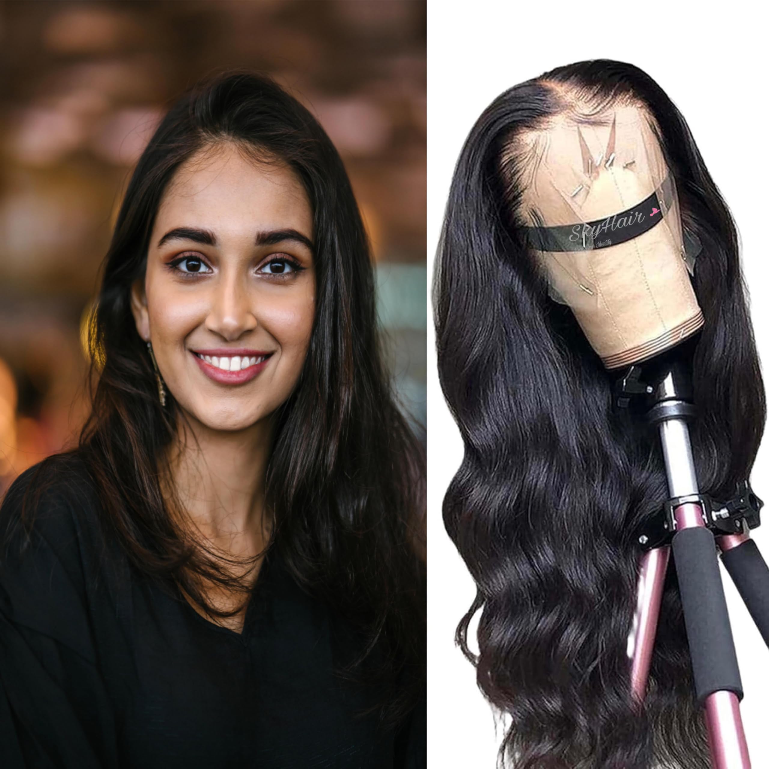 SkyHair 100% Human Hair Lace Front Wig for Women & Girls – Undetectable Hairline, Volume & Length for Daily or Chemo Use – Free Wig Cap & Glue Included (Natural Black, 20 Inches)-picture-16