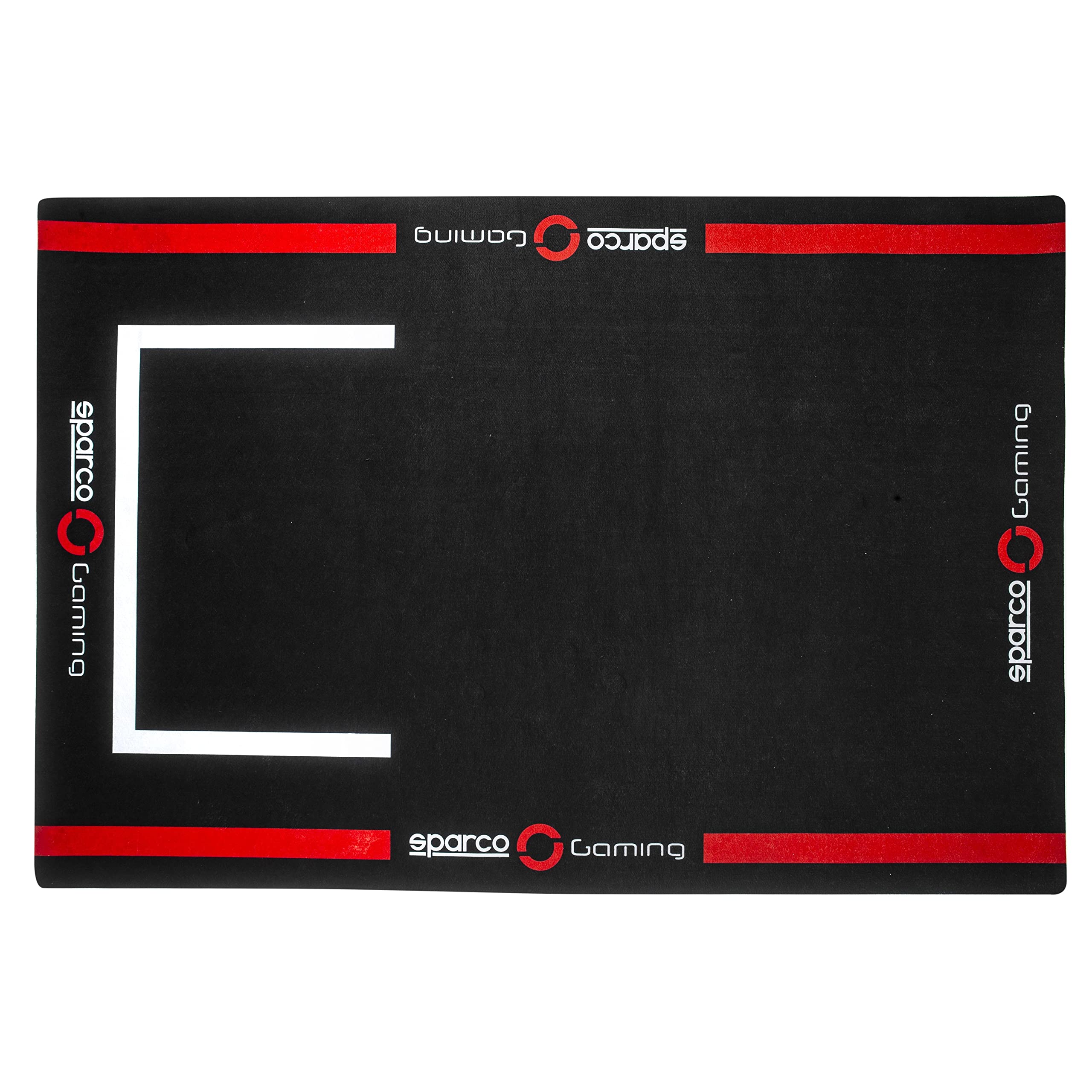 Sparco Cockpit Black & Red Sim Rig Floor Mat (Protects Flooring / High Quality)