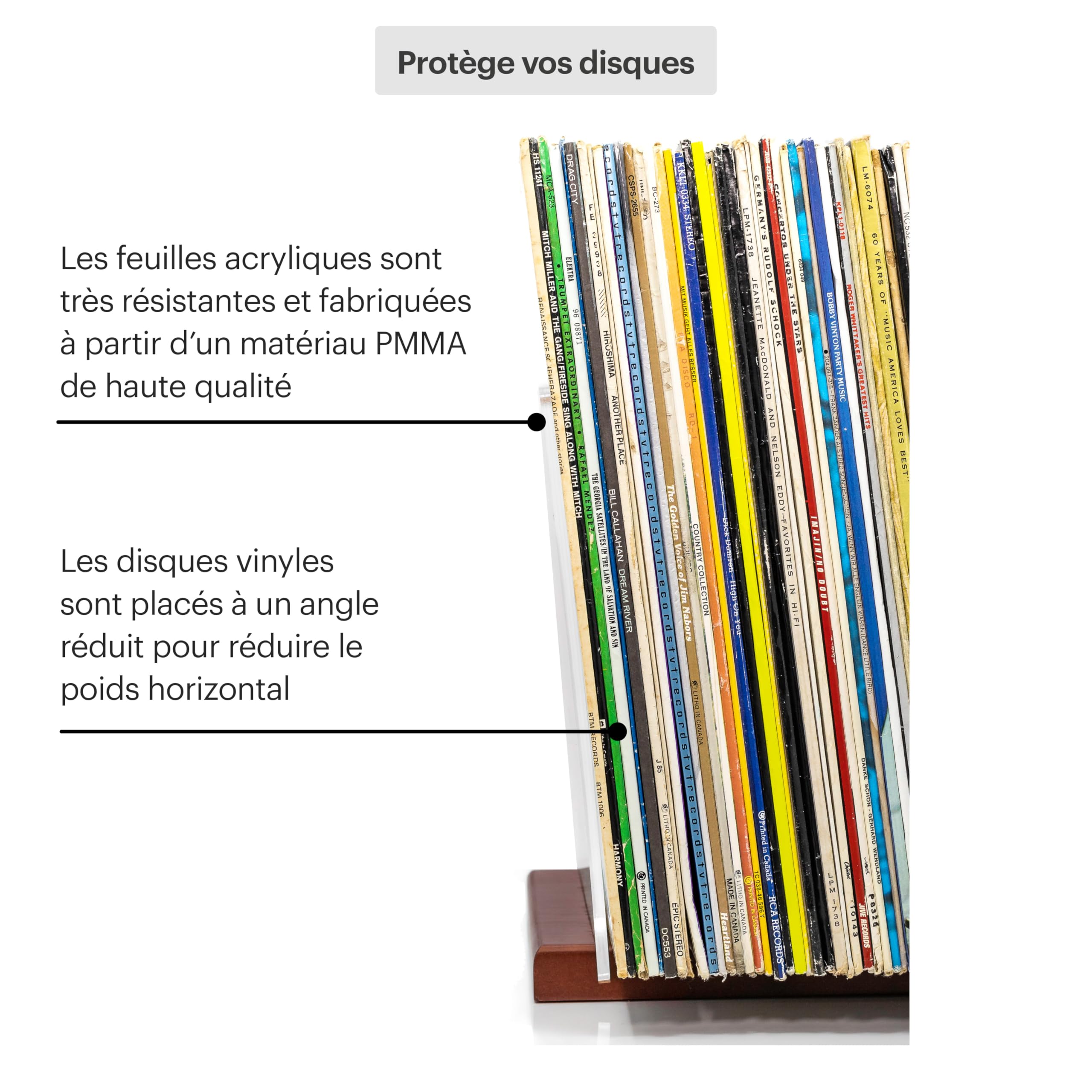 Etagère Pour Disques Vinyles - Un Porte-Disques Au Design Minimal - Capacité De 50 Lp - Avec Une Rainure D'affichage À L'avant (Marron)