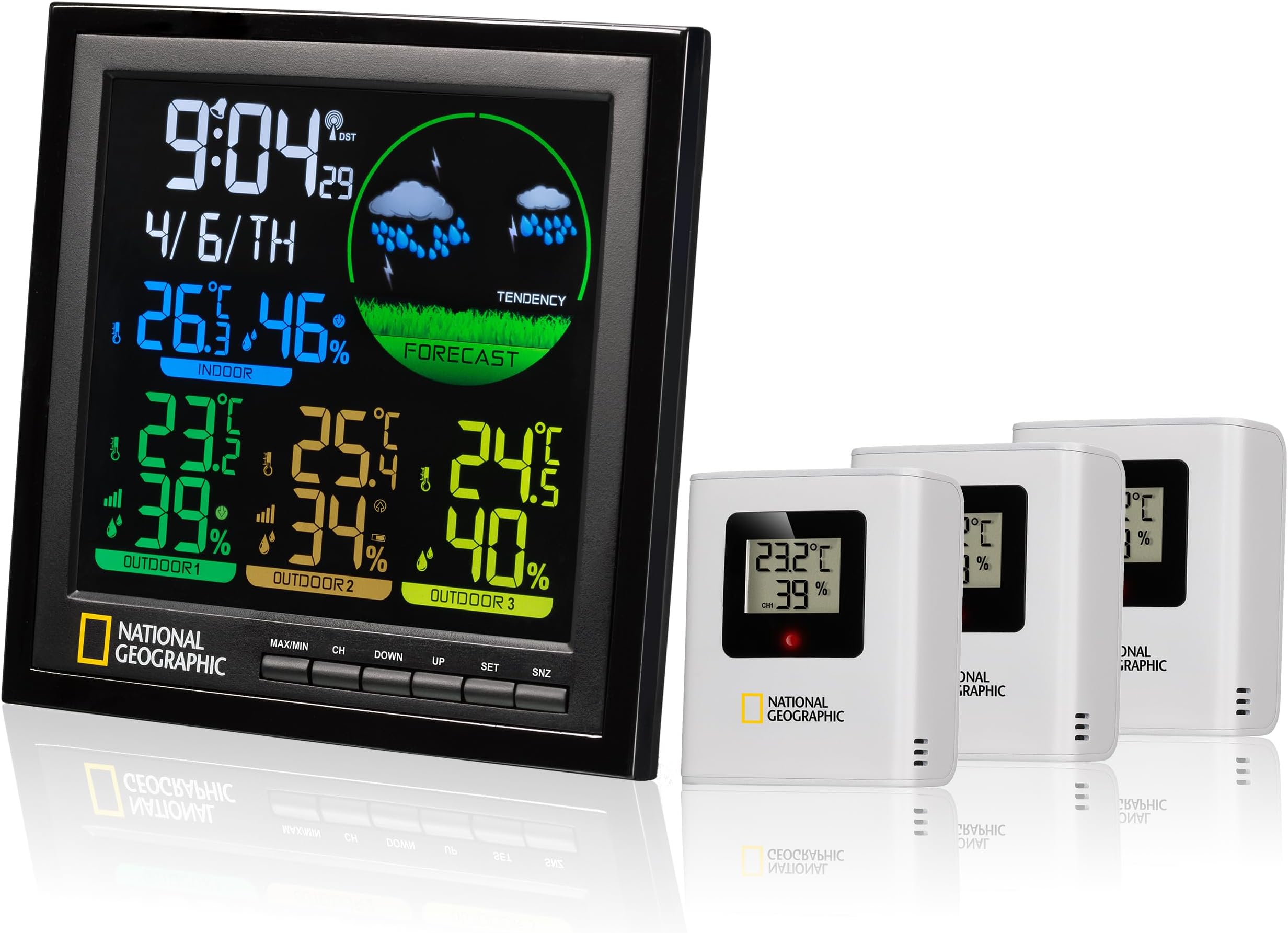 Wlan Funk Wetterstation Mit 3 Außensensoren Bresser Wetterstation Funk mit Außensensor Quadro Individio mit 4