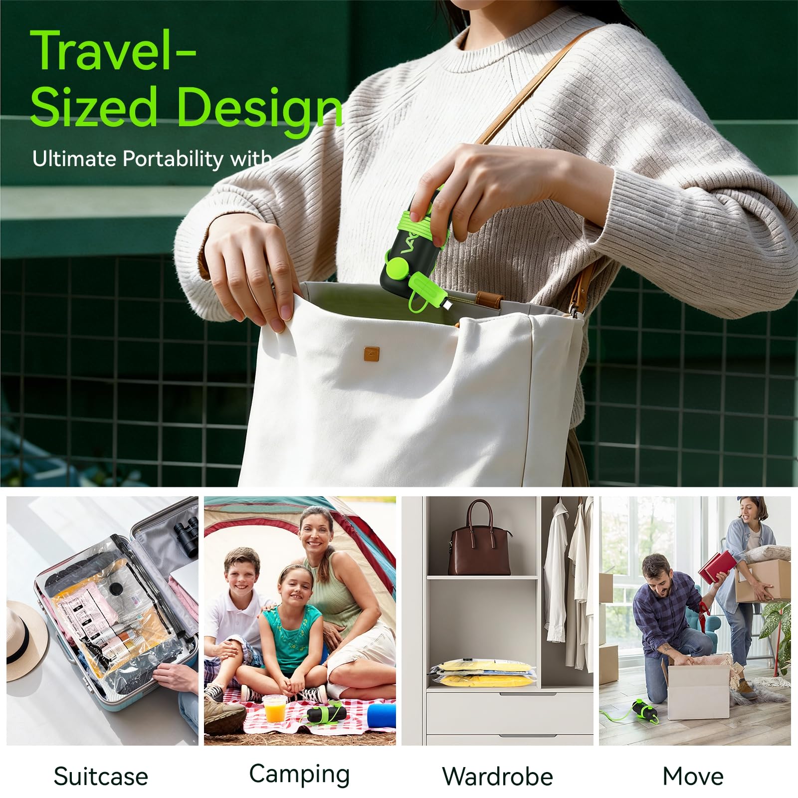 Bolsas de vacío para viajes, bomba eléctrica USB, paquete de 15 bolsas de sellado al vacío de tamaño de mano para ropa, bolsas de almacenamiento al vacío que ahorran espacio para equipaje