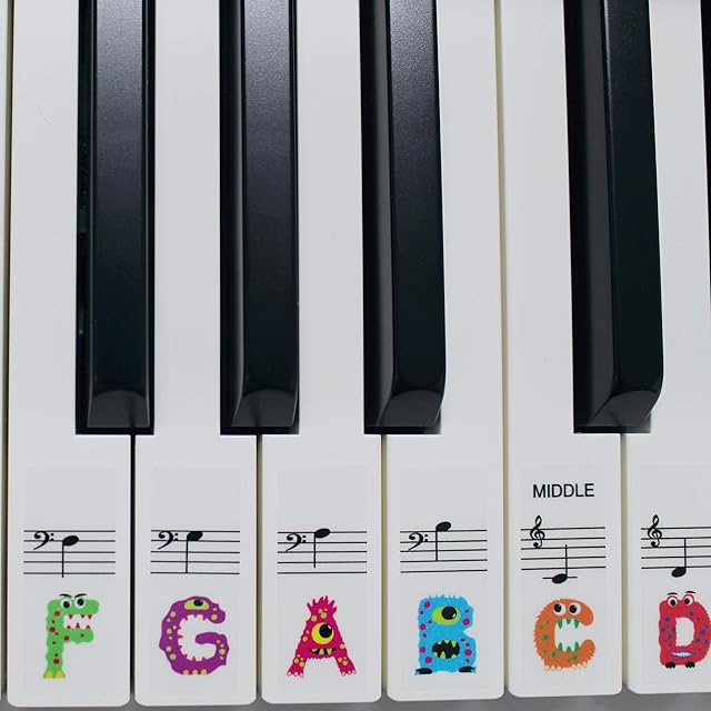 Keyboard or Piano Stickers 61 key set For Kids CLEAR, REMOVABLE. Learn to play THE FUN WAY PSMW61. 36 Stickers in a pack.