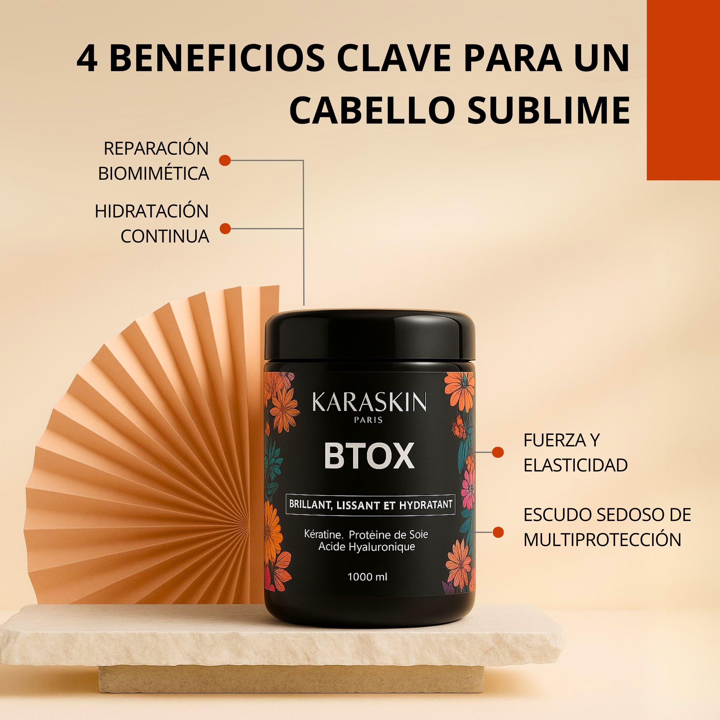 Mascarilla Capilar Profesional | Queratina, Proteína de Seda | Hidratante, Reparadora | 1000 ml (Noir)