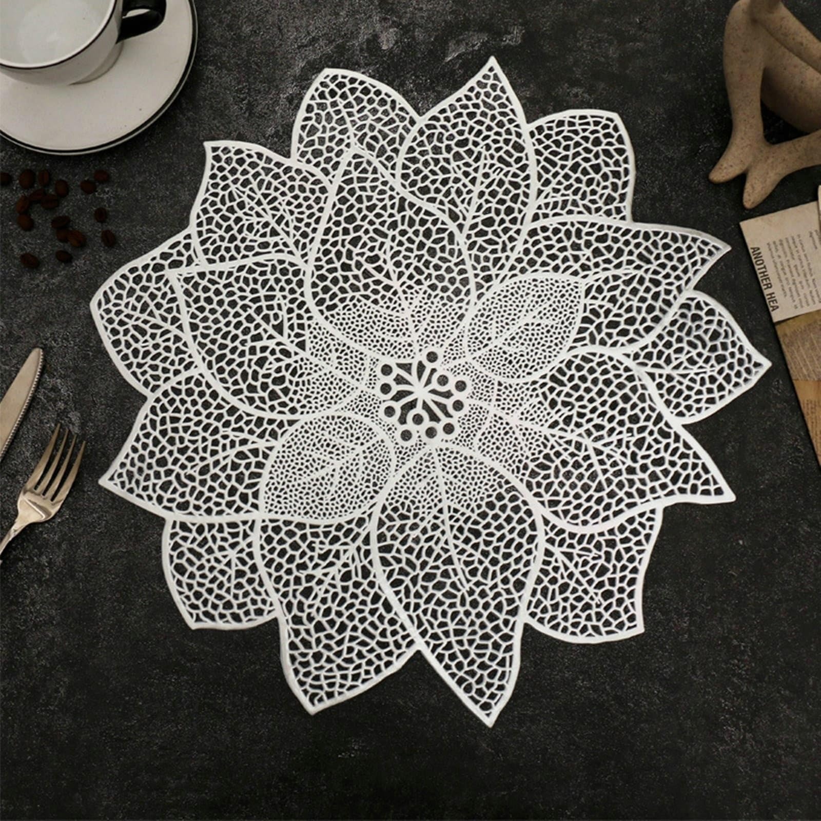 Set de table argenté fleur 38 cm napperon cuisine