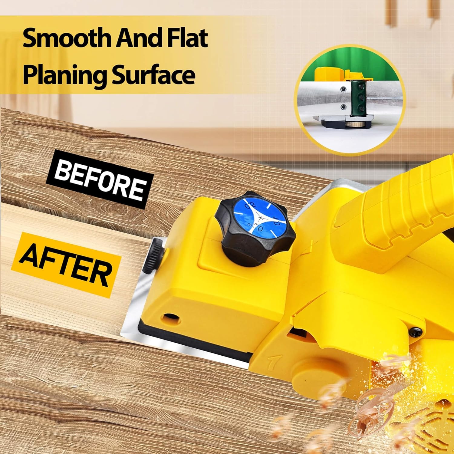 Cordless Handheld Planer for Woodworking – Compatible with Dewalt 20V Max Battery (No Battery), Brushless Electric Power Planer 15000RPM, 3-1/4 Inch Wood Planer for Carpenters & DIY Home Projects