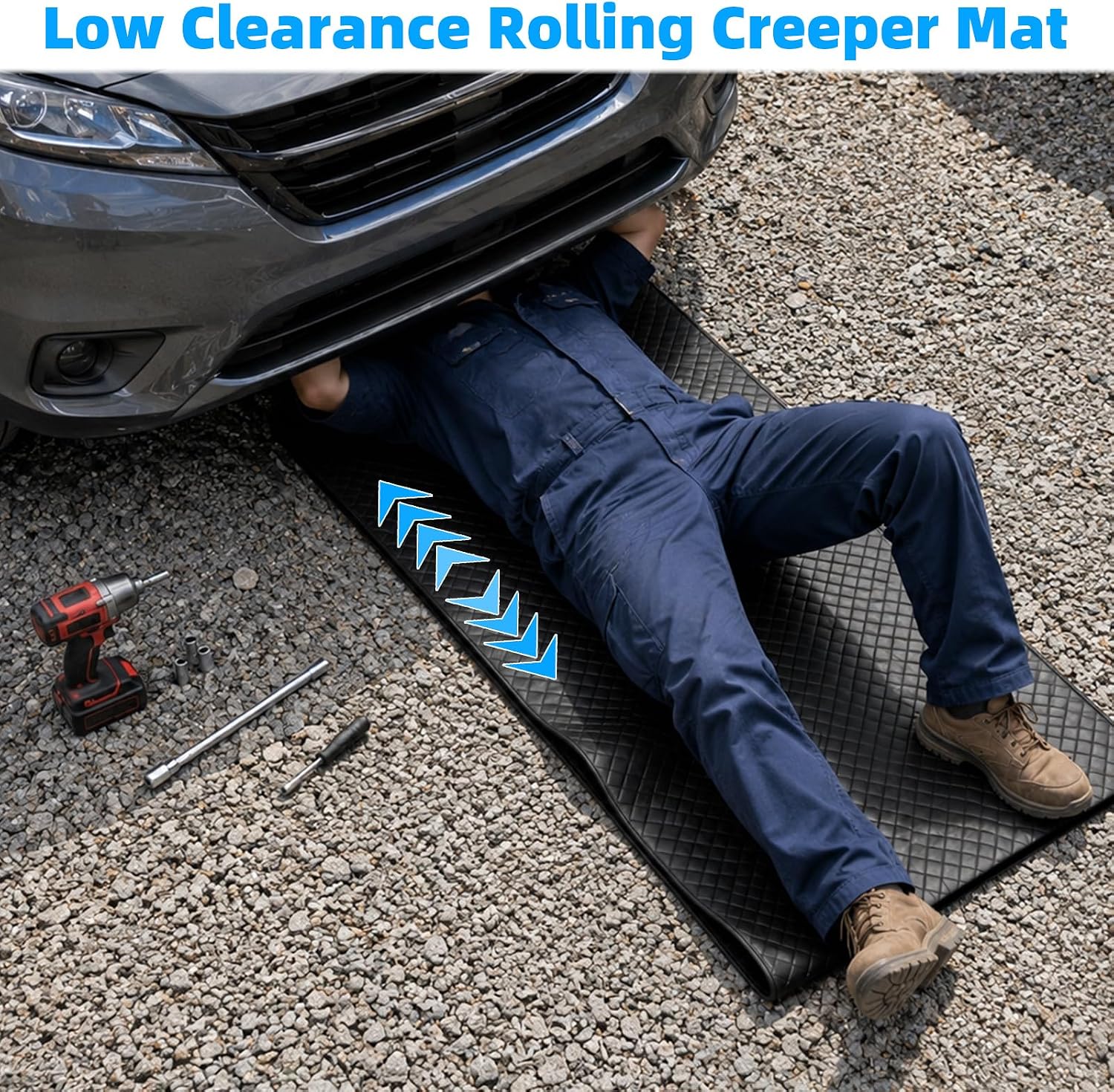 Magical Rolling Creeper Mat, 60x28 Inches, Portable Under Car Repair Mat