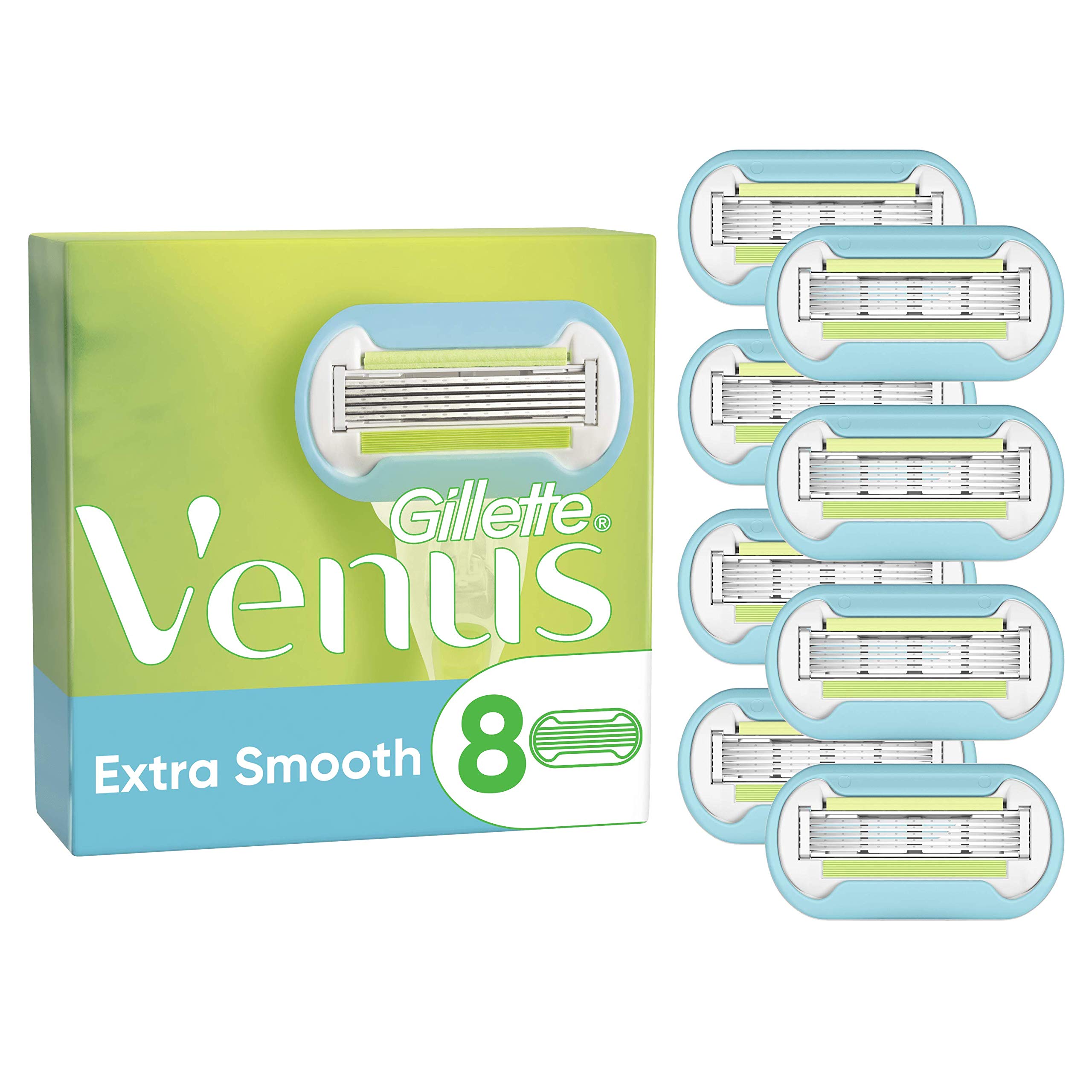 Gillette Venus Extra Smooth ostrza do golenia dla kobiet, 8 zapasowych ostrzy do golarek damskich z 5-krotnym ostrzem