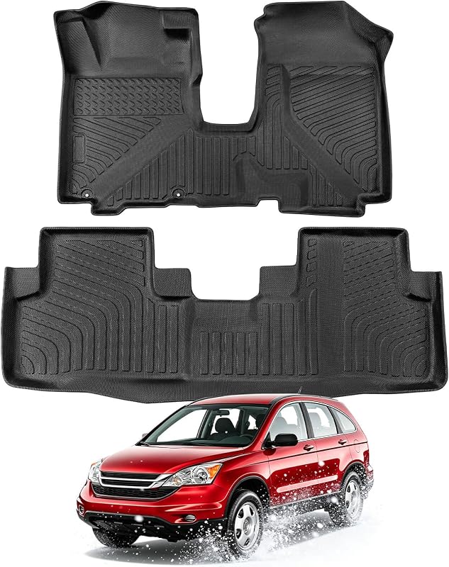 Jogo de tapetes para porta-malas e piso interno Honda CR-V 2007 a 2011, TPE preto, compatível com LX, EX e SE, não compatível com EX-L, 2 peças