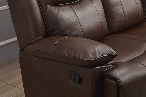 Miniatura 7 de Betsy Furniture Juego de sofá reclinable de cuero encuadernado 8006 (marrón, sofá+sofá biplaza + sillón reclinable)