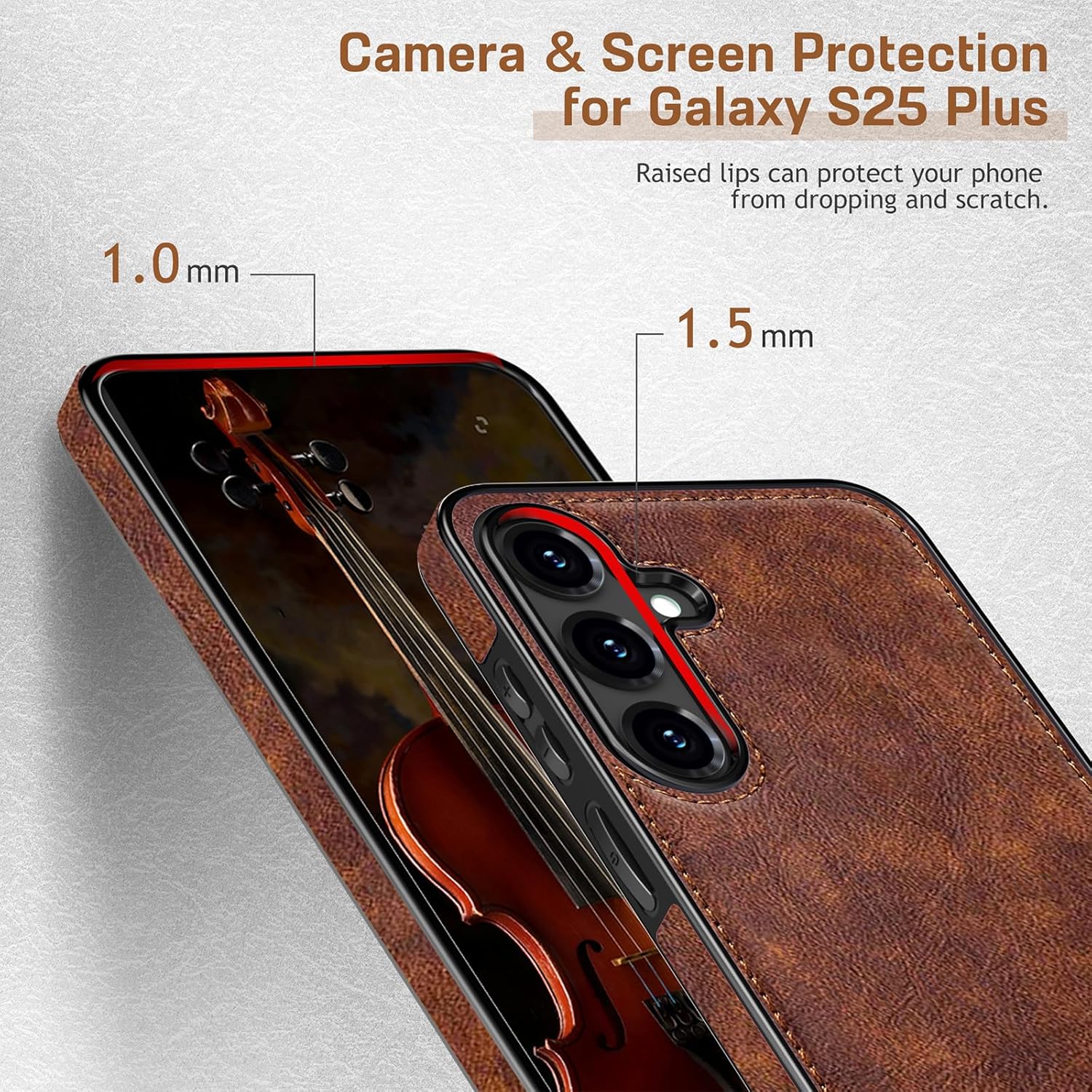 LOHASIC for Galaxy S25 Plus Case, Premium Leather Luxury Business PU Non-Slip Grip Shockproof Bumper Full Body Protective Cover Men Phone Cases for Samsung Galaxy S25+ Plus 5G 6.7 inch 2025 - Brown - Image 6