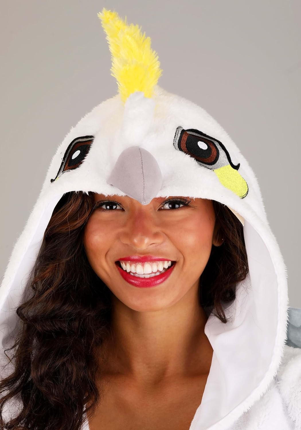 Women's Sunny Cockatiel Hooded Romper Costume & Wings - Exotic Cockatoo Bird Costume for Adults