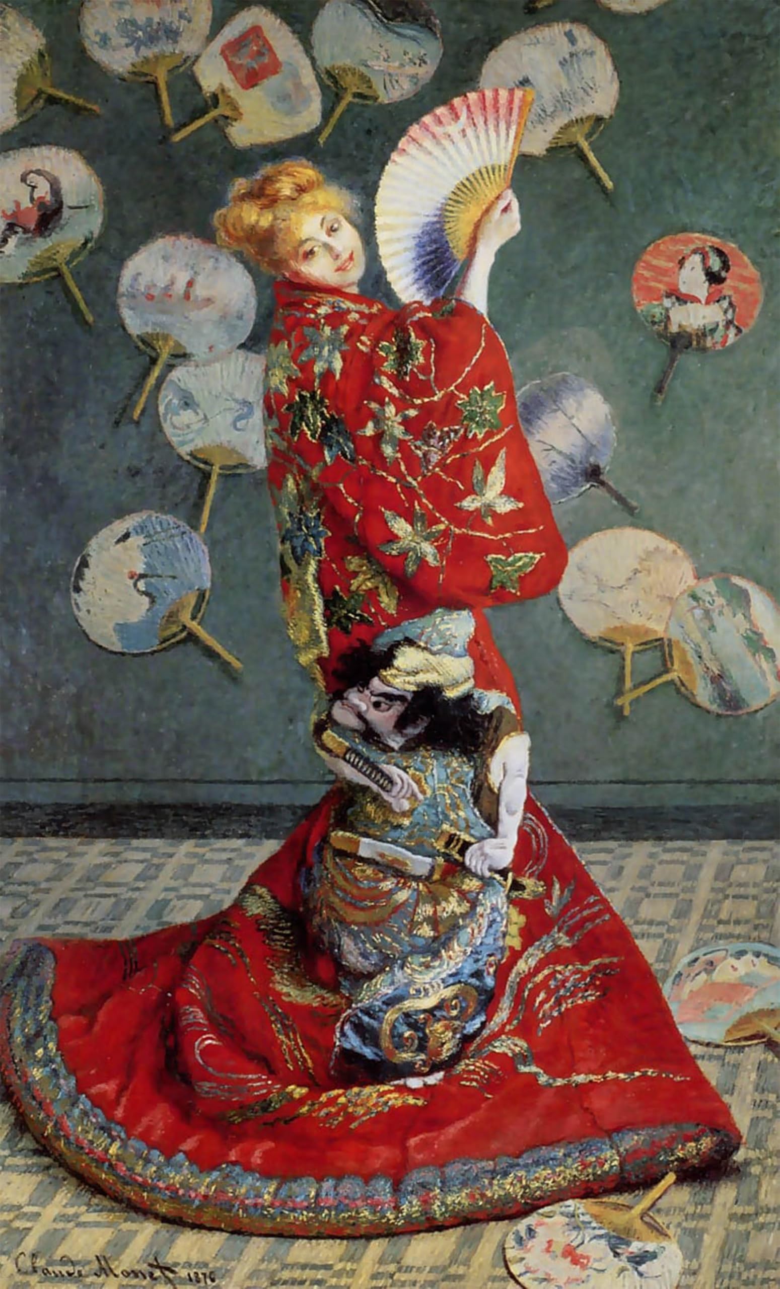 ARTXLXXBN Famous Painting Canvas Artwork Graffiti Print Japonaise by Claude Monet Portrait Canvas Image for Home Decor 60x90cm