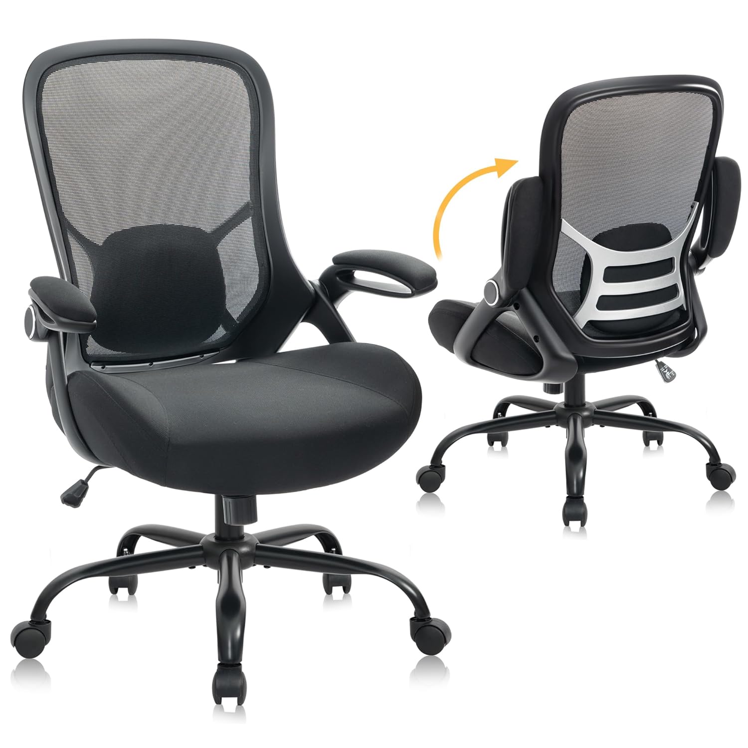 HYLONE Big and Tall 400lbs Heavy Duty Office Chair 5 Thickened Seat Ergonomic Desk Chair with Adjustable Armrests