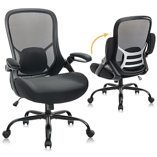 HYLONE Big and Tall 400lbs Heavy Duty Office Chair, 5" Thickened Seat Ergonomic Desk Chair with Adjustable Armrests, Home Office Computer Chairs for Long Hours Mesh Executive Chair(Black) - Amazon product rated Grade A