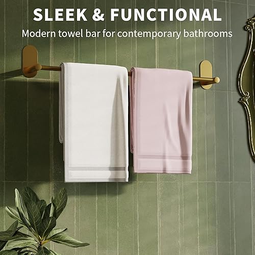 Vista 2 de Toallero autoadhesivo para baño, acero inoxidable de 24 pulgadas y aleación de zinc, sin taladro, toallero resistente para colgar en la toalla
