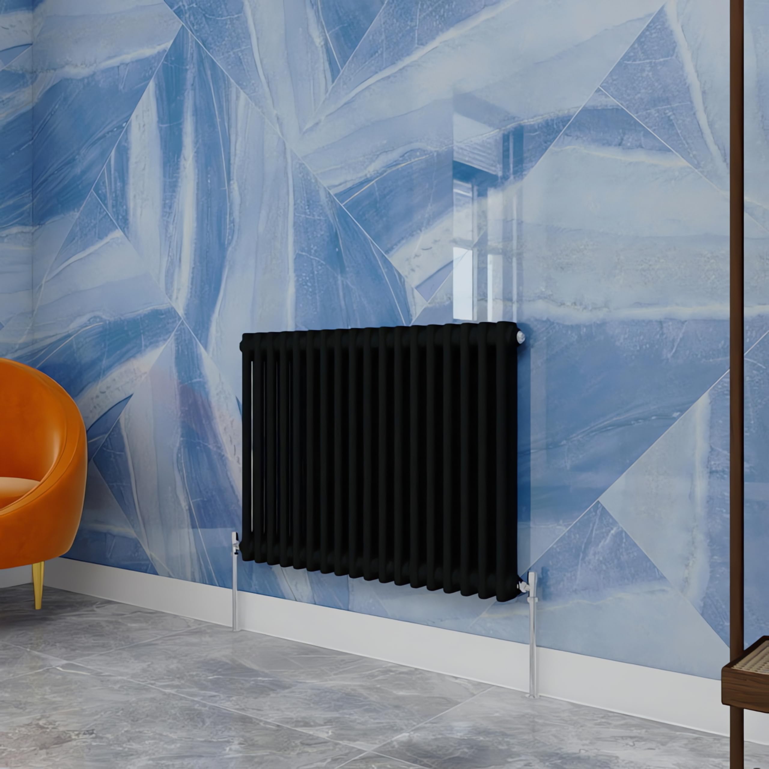 B&Q -  1500X470mm Cast Iron Style Traditional Radiator 2 Column Vertical Anthracite Central Heating Radiator