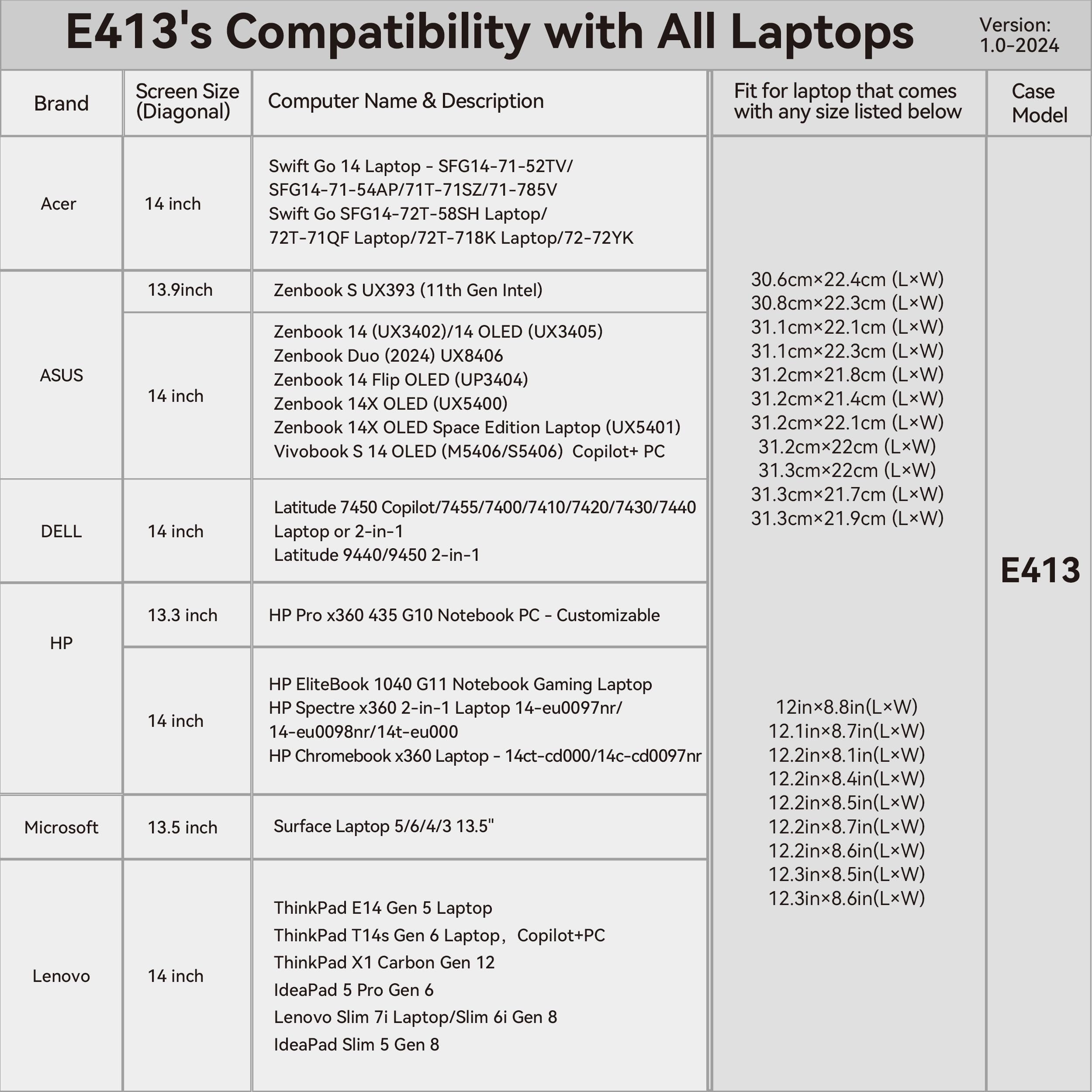Smatree Custodia per laptop da 14", antiurto, unisex, impermeabile, sottile, su misura per Acer Swift Go 14/Swift Go SFG14, borsa per laptop da 14", nero (E413)