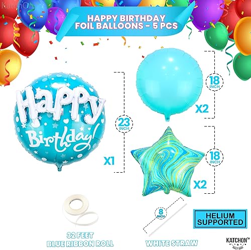 Miniatura 7 de KatchOn, Juego de globos rosas de feliz cumpleaños, paquete de 10 | Globos de tortuga marina, globos de corazón rosa intenso | Globo azul de feliz