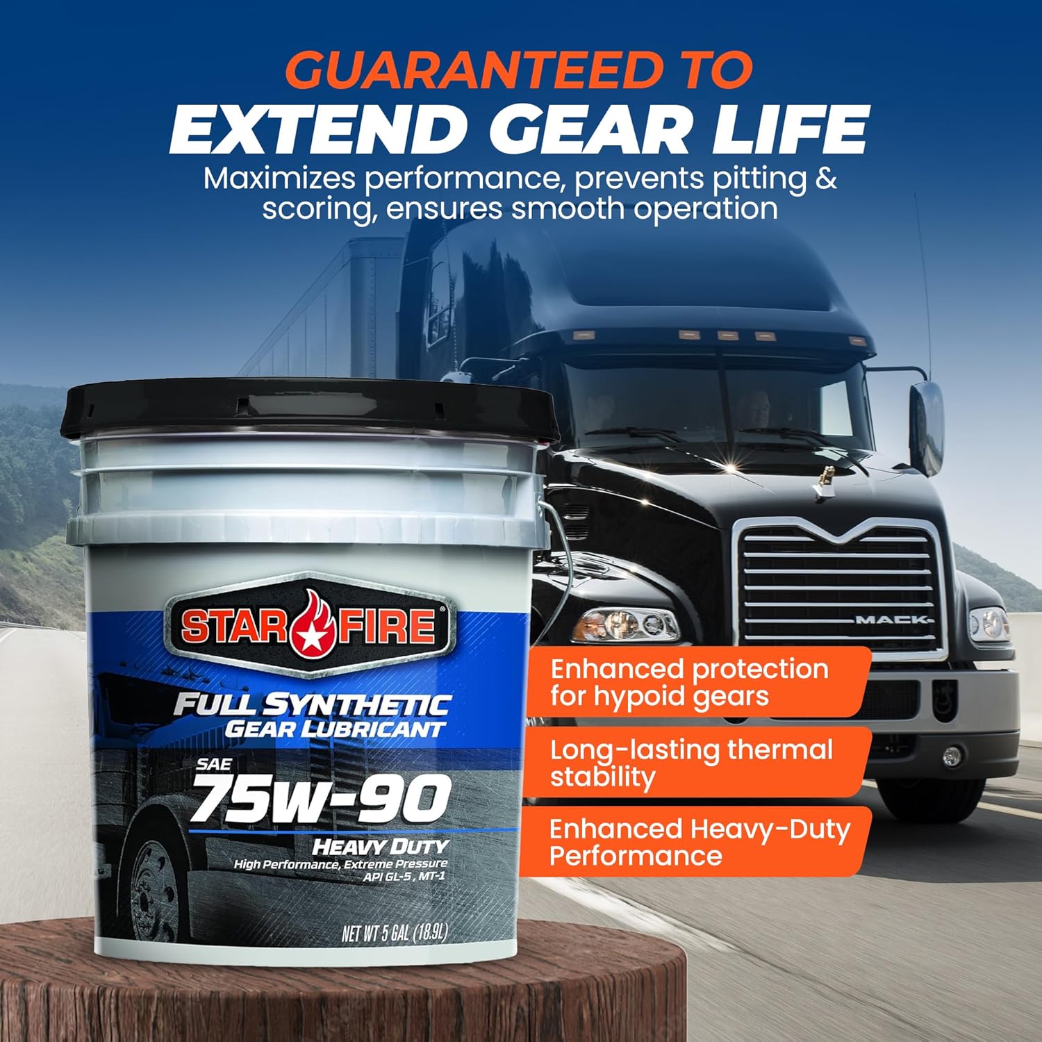 STARFIRE SAE 75W-90 Full Synthetic Gear Lubricant – 5 GAL – Heavy Duty Gear Oil for Differentials and Transmissions – API GL-5, MT-1 – Extreme Pressure, Corrosion Resistant, High Temp Stability