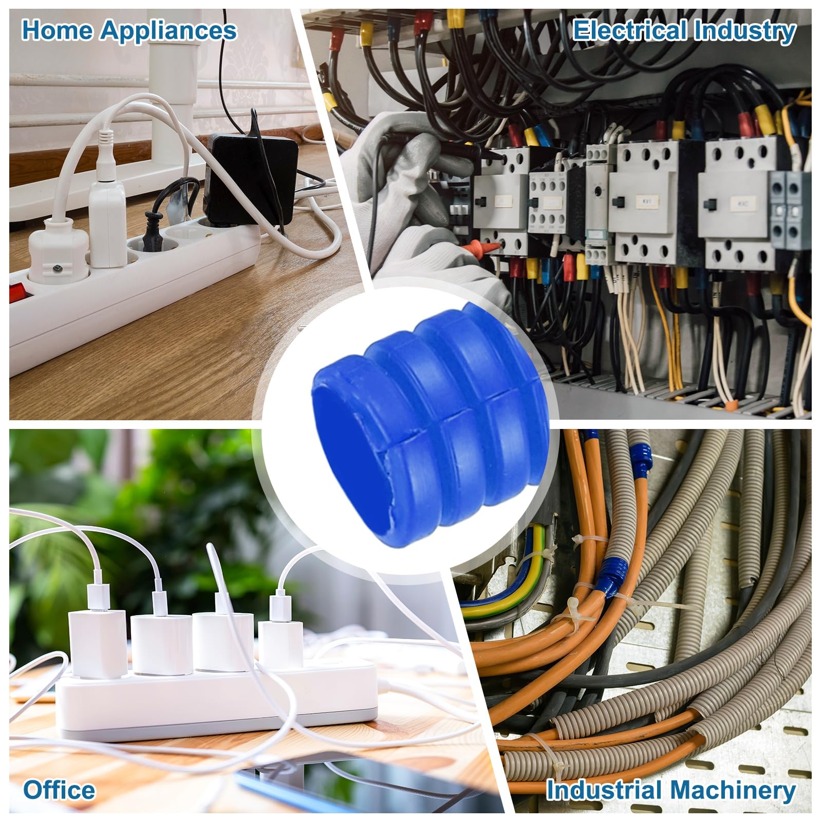 sourcing map Gaine de protection flexible de 6,35 mm avec outil d'installation - Gaine de gestion de câbles pour le bureau, la maison, les câbles électriques et automobiles, bleu