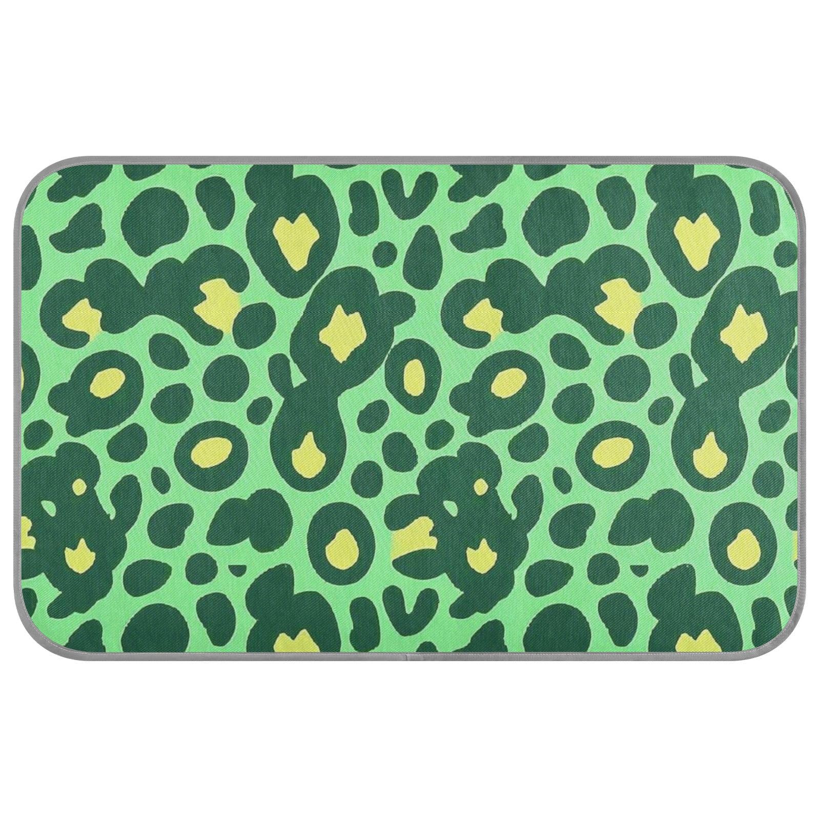 EtherSpher Green Leopard Print Summer Cooling mats Self Cooling cat Blankets for Indoor Cats for Bunny Travel Safe cama Fria para perro M