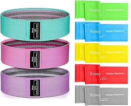 Bundle Set of 8 Resistance Bands, 5 Fabric Exercise Bands and 5 Pilates Flexbands