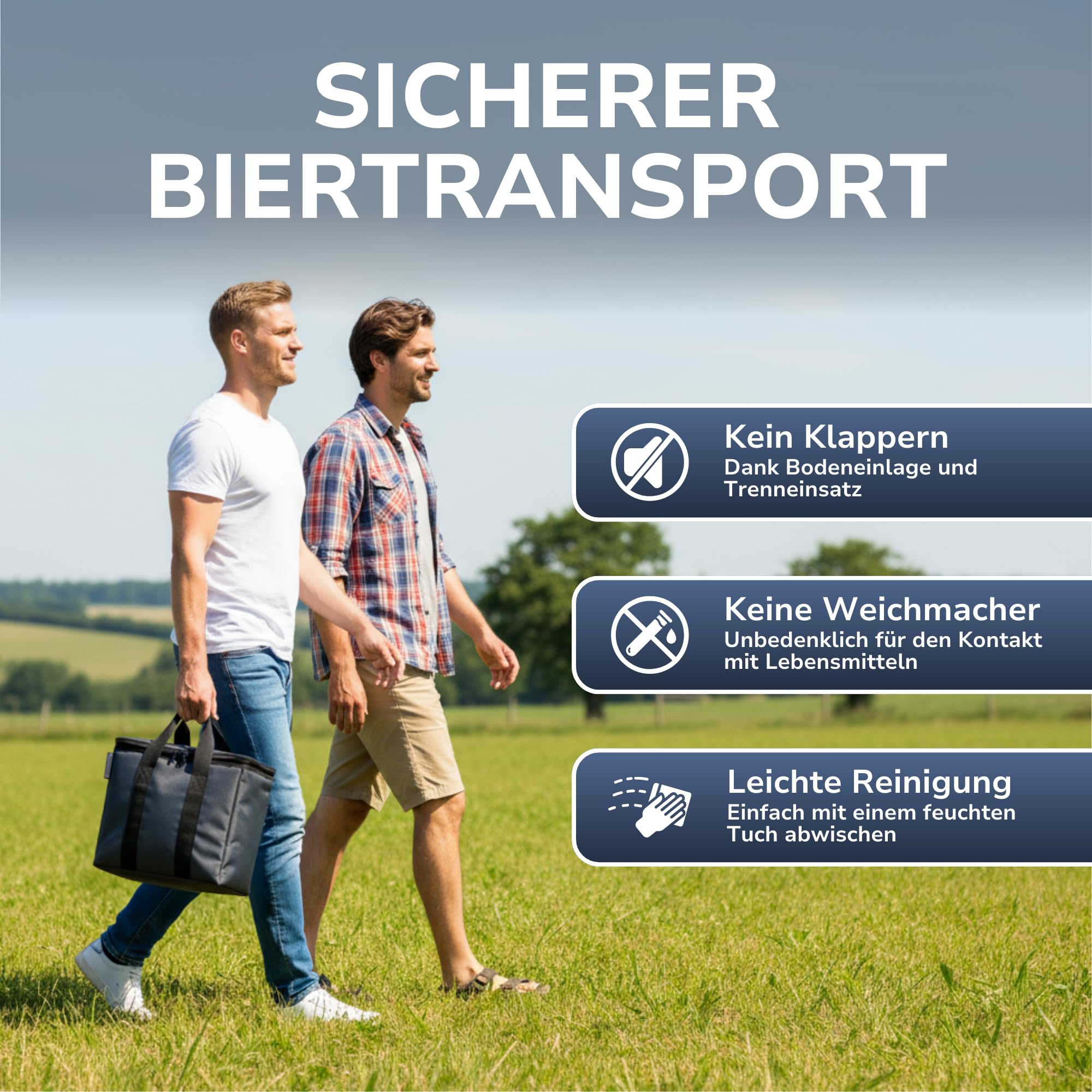 BIERKUMPEL - Kühltasche für Bierflaschen und Bierdosen – Faltbare, isolierte Thermotasche für Getränke – leicht & robust – ideal für Grillen, Party, Festival & Camping