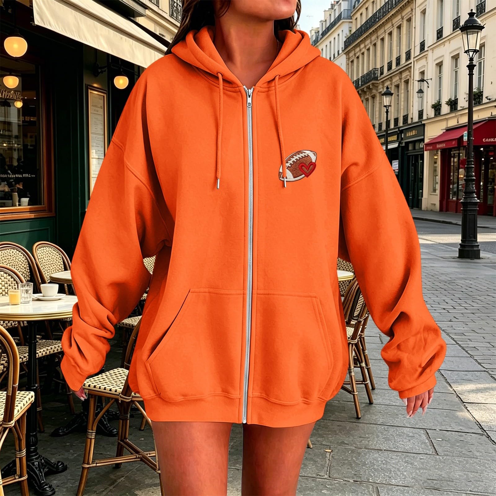 Sudadera con capucha para mujer, con cremallera, elegante, holgada, unisex