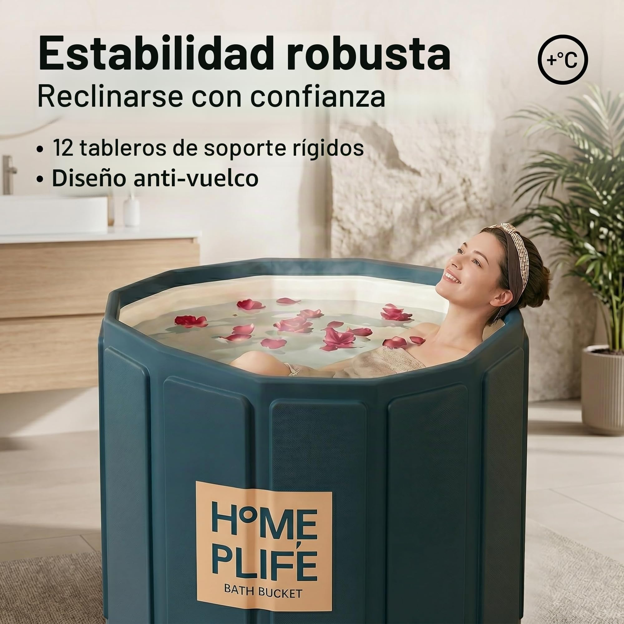 Bañera plegable portátil que ahorra espacio, bañera de pie para cabina de ducha, mantenimiento eficiente de la temperatura, ideal para baño caliente, baño de hielo (80 x 65 cm)