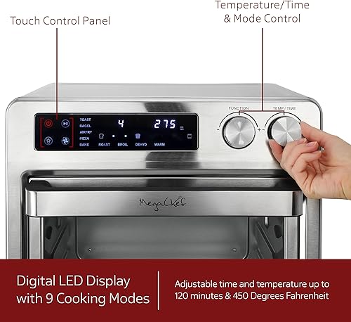 Miniatura 6 de MegaChef Freidora de aire multifunción eléctrica digital de 25 cuartos de galón y horno de encimera con asar, hornear y tostar