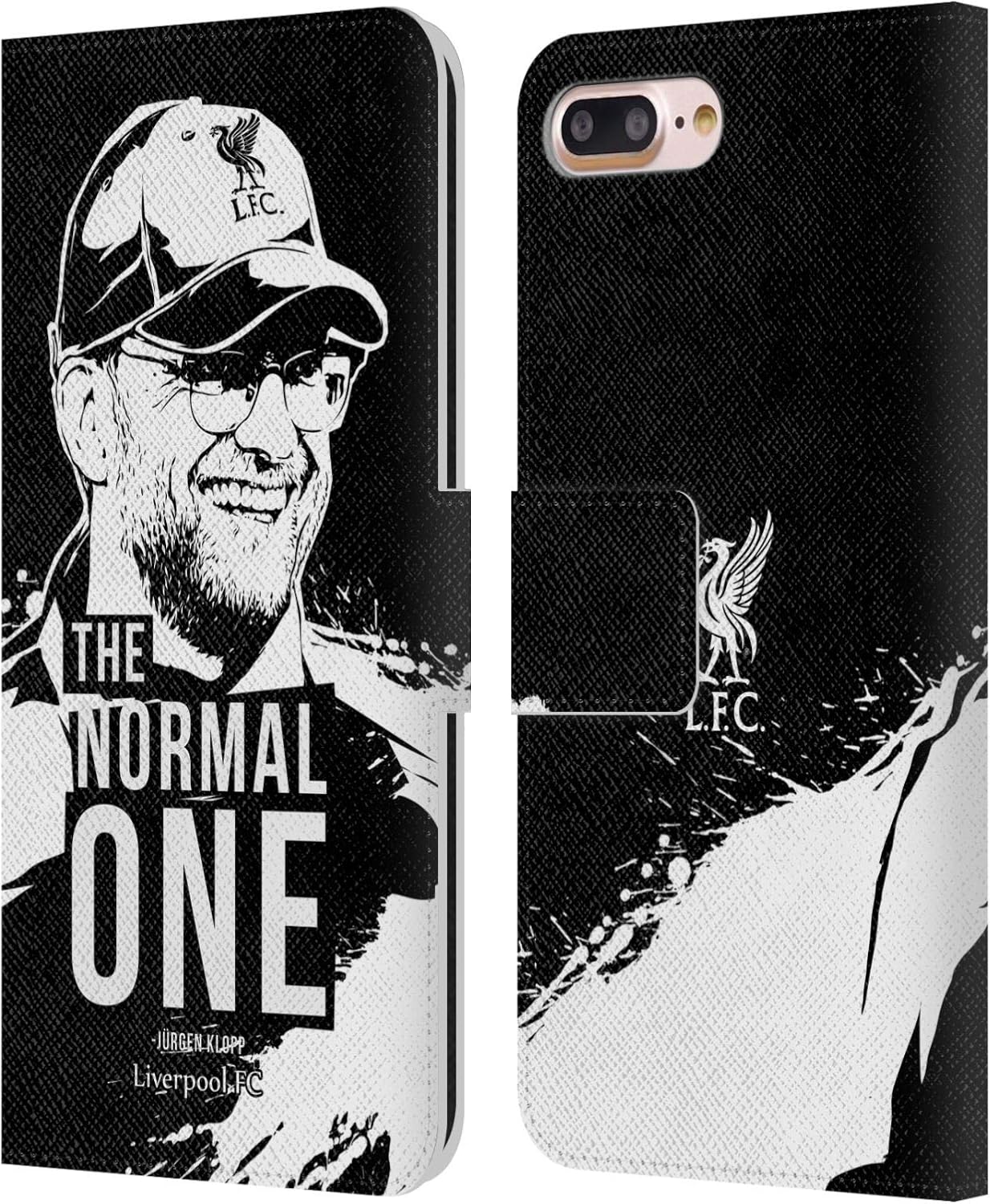 Head Case Designs Officially Licensed Liverpool Football Club Smile Black Jurgen Klopp Illustrations Leather Wallet Case Compatible with Apple iPhone 7 Plus/iPhone 8 Plus