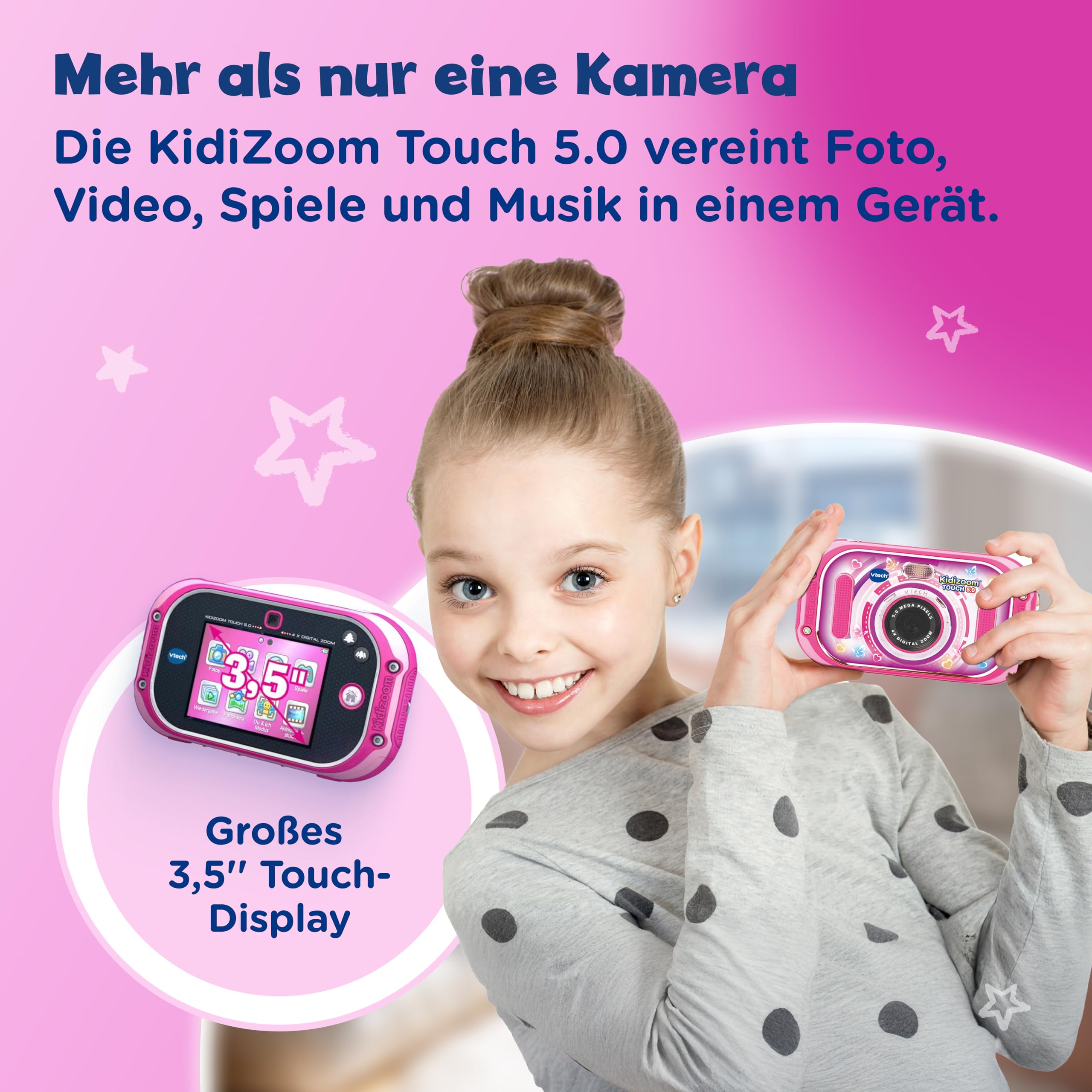 VTech KidiZoom Touch 5.0 - Digitale Kinderkamera mit Selfie-Funktion