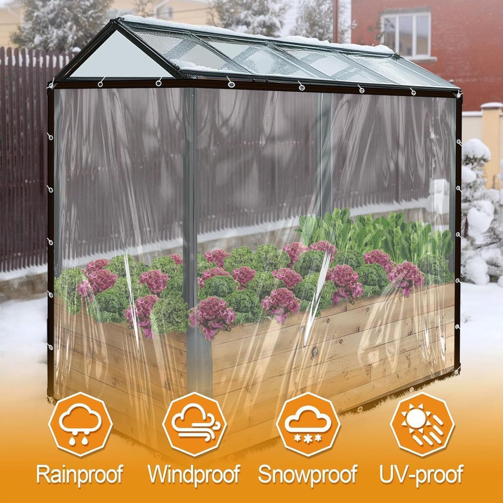Lona Impermeable de Alta Resistencia con Ojales. Cubierta Transparente para Exteriores. Incluye Cuerda y Bridas para Cables. Ideal para Camping, caravanas, Camiones y Jardines.