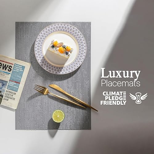 Miniatura 2 de LEXMORE Juego de 4 manteles individuales tejidos de viniloplástico para mesa de cocina, interiorexterior, lavables, manteles individuales lavables