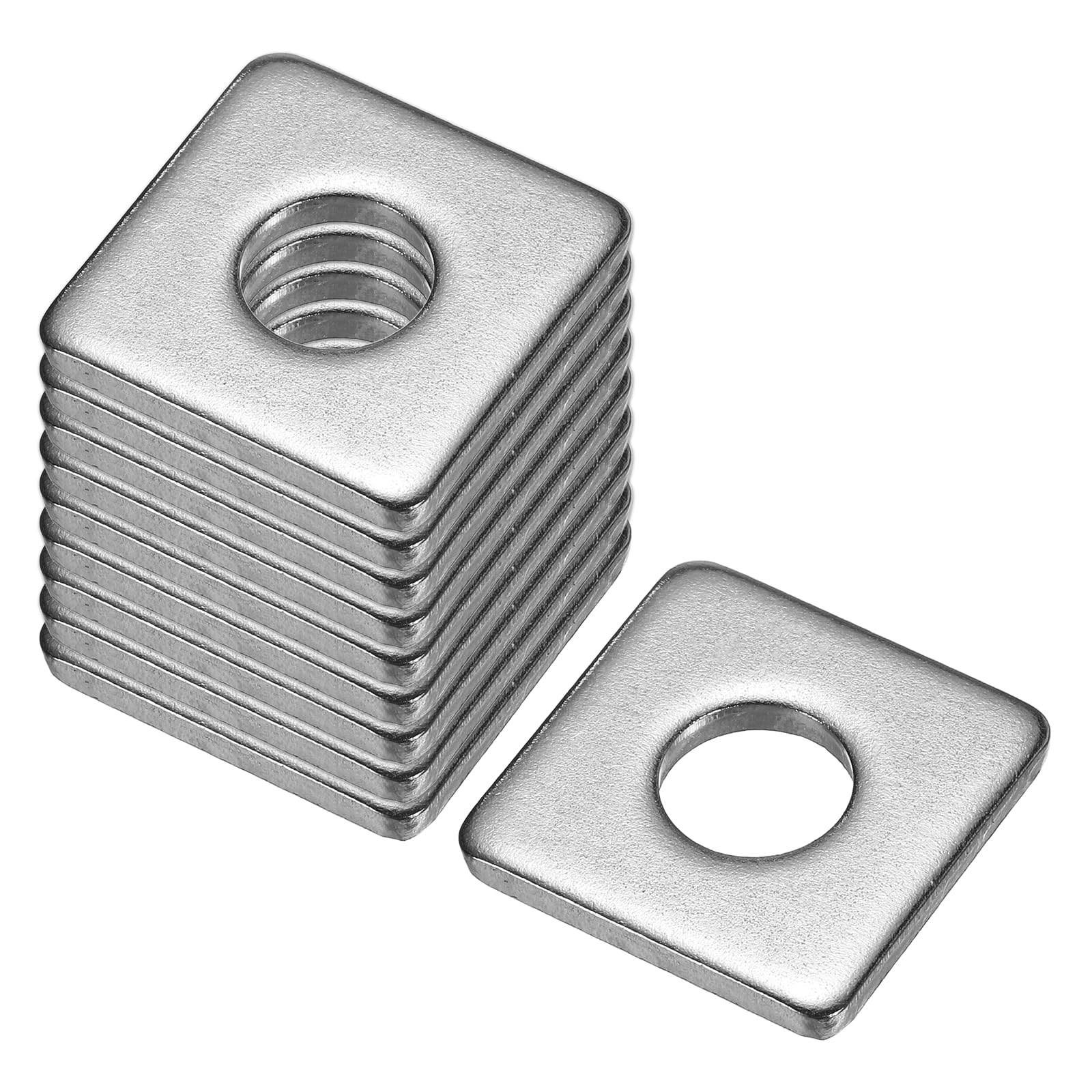 sourcing map Quadratische Unterlegscheiben, 10 Stück, M10 x 25 x 25 x 3 mm, 304 Edelstahl, quadratische Unterlegscheiben, flache Unterlegscheiben, Abstandshalter für Hardware-Befestigung