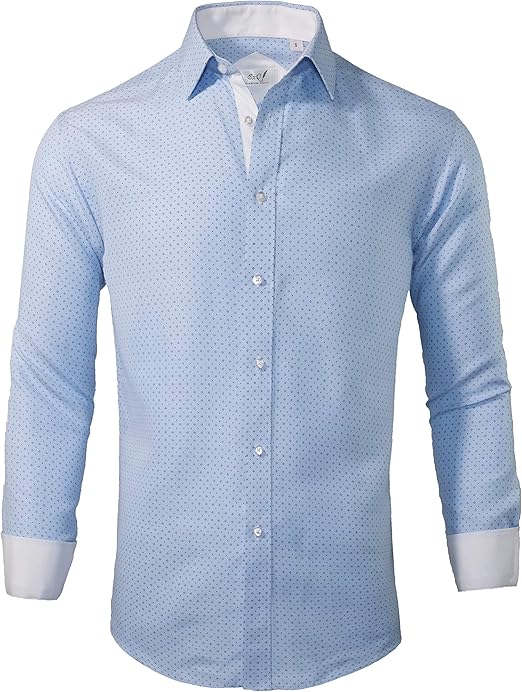 ExQuisite.ZFZ Mens Printed Dress Shirts Wrinkle Free Long Sleeve
